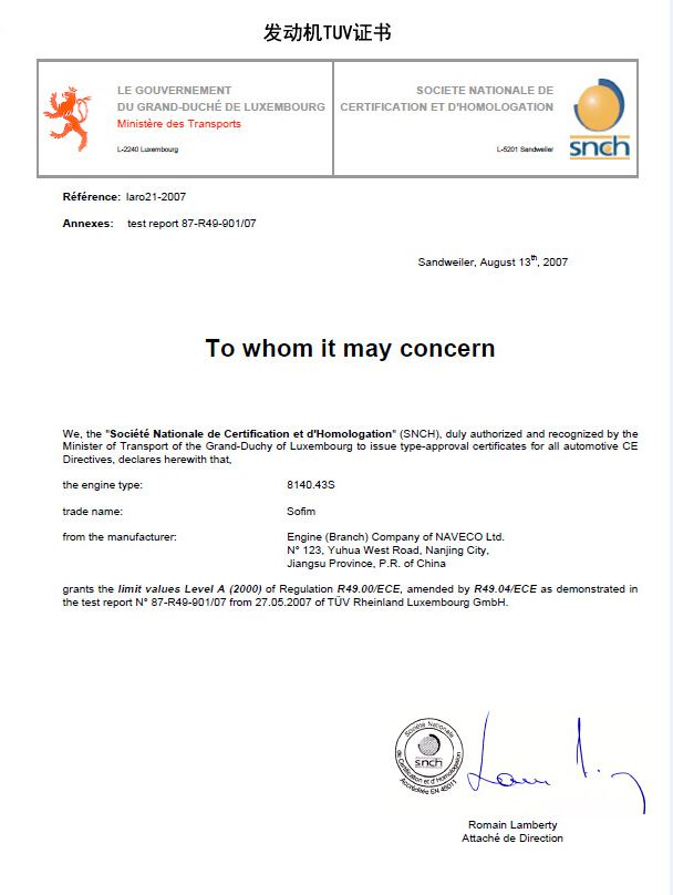 TUV Certificate