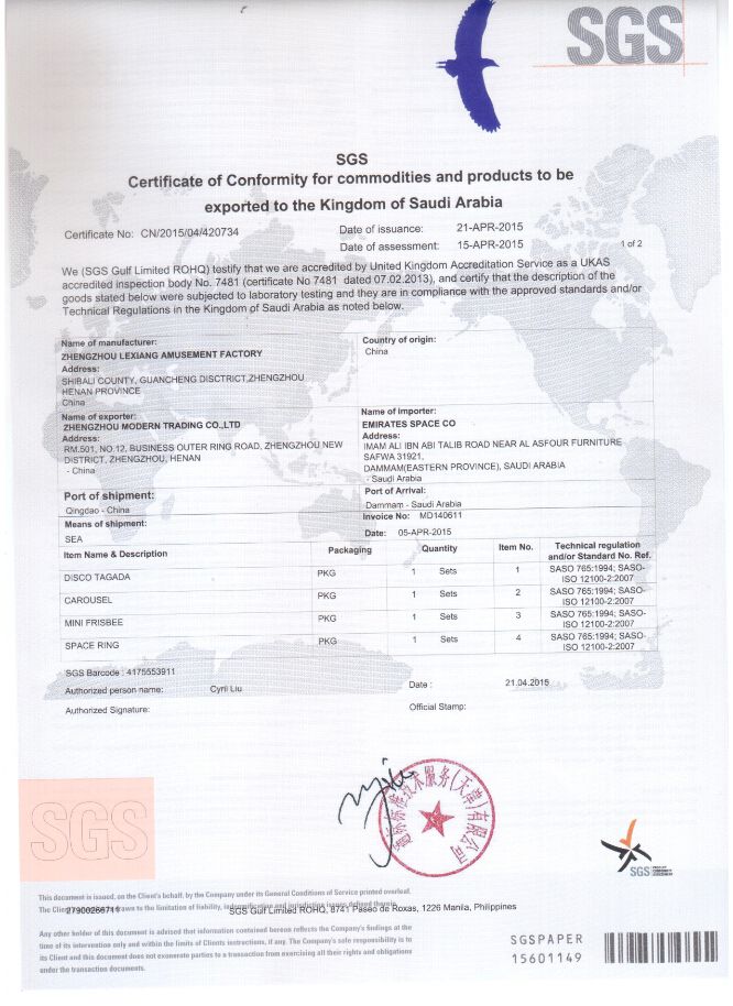 SGS Certificate